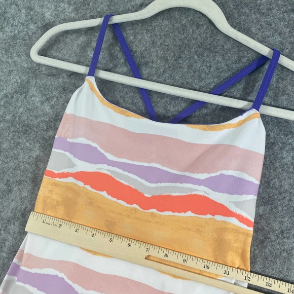 Lululemon Tank Top 4 Dancing Warrior Fitted Strappy Bleacher Stripe Athletic - Picture 11 of 14